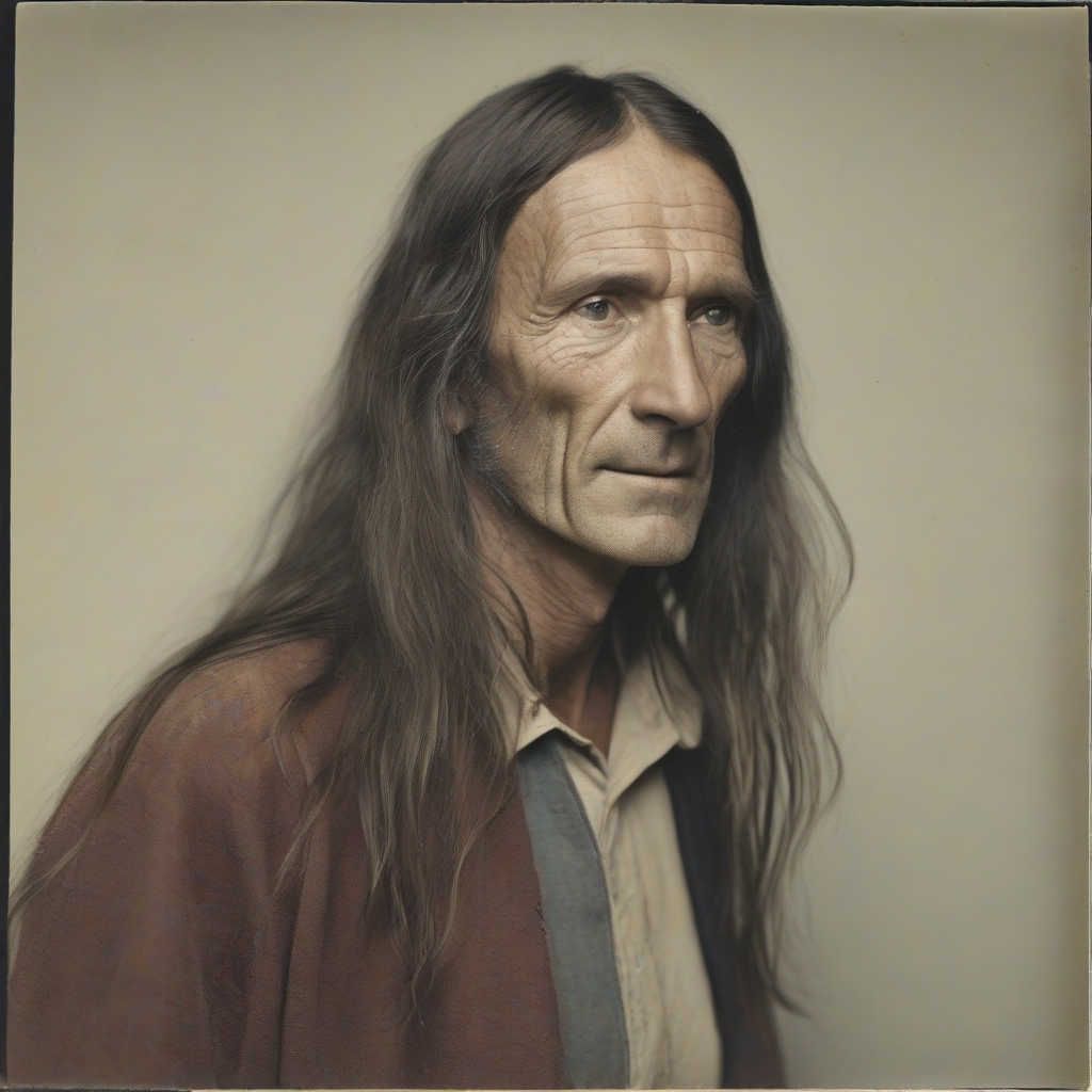 color portrait of a 50 year old man very thin with long hair by मुफ्त एआई छवि जनरेटर - बिना लॉगिन के✨ | AIGAZOU