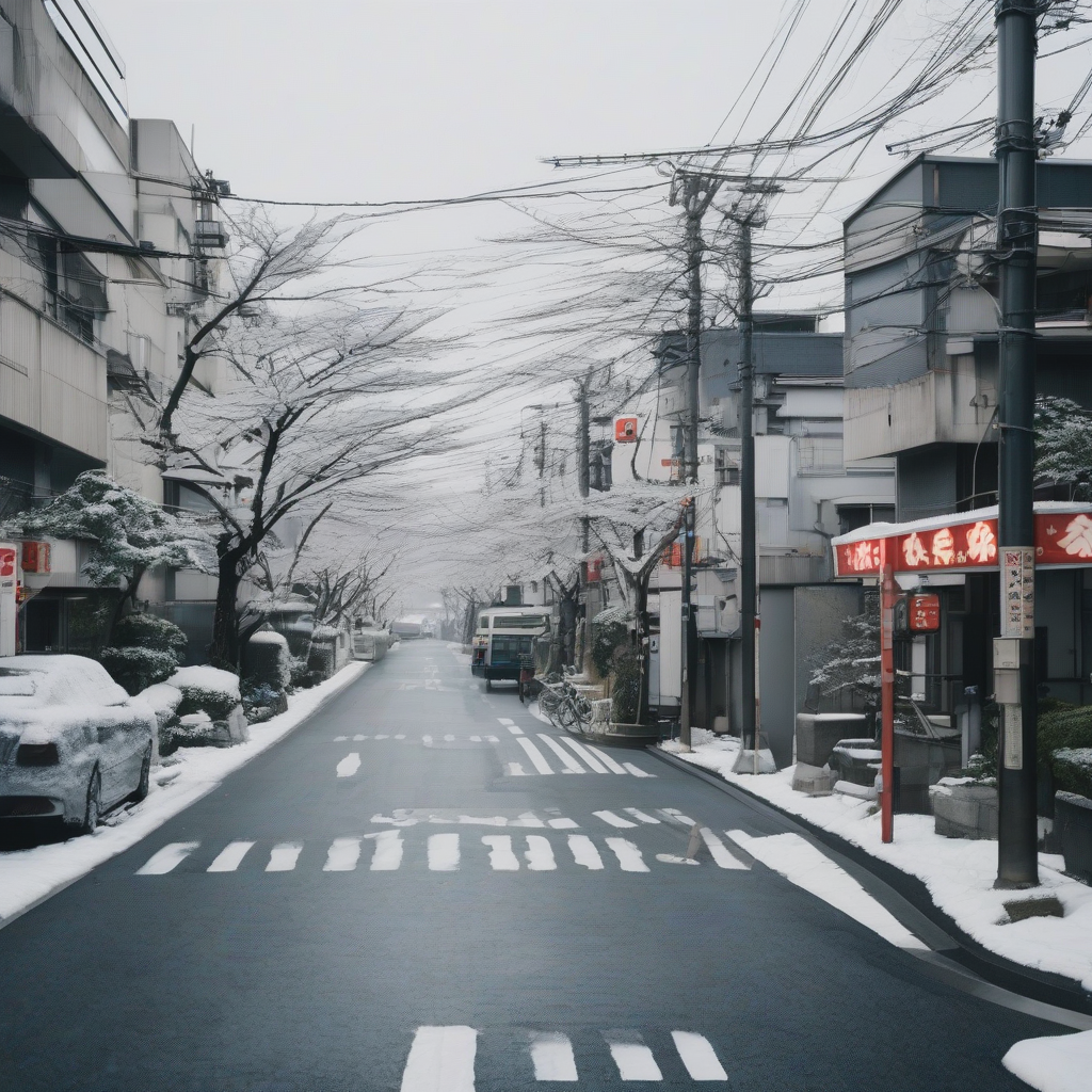 modern japanese streetscapes in winter by मुफ्त एआई छवि जनरेटर - बिना लॉगिन के✨ | AIGAZOU