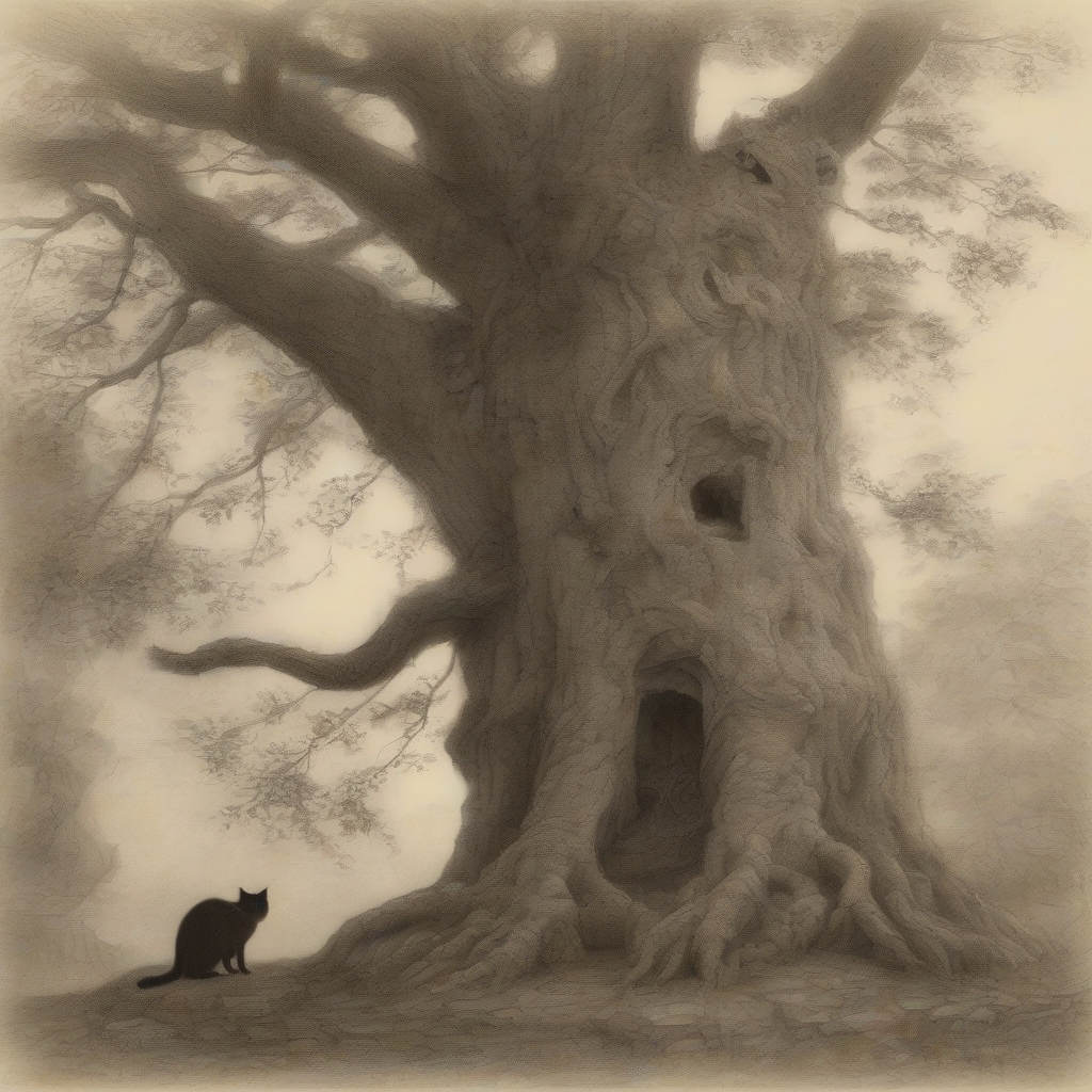 ancient tree next to cat by मुफ्त एआई छवि जनरेटर - बिना लॉगिन के✨ | AIGAZOU