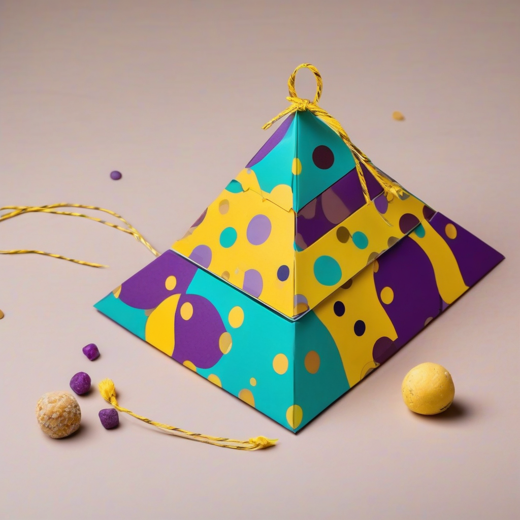 pyramid shaped snack package with handle and vertical box by 免费AI图像生成工具 | AIGAZOU