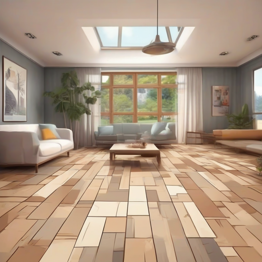 cartoon style rectangular living room laying square wooden flooring by मुफ्त एआई छवि जनरेटर - बिना लॉगिन के✨ | AIGAZOU