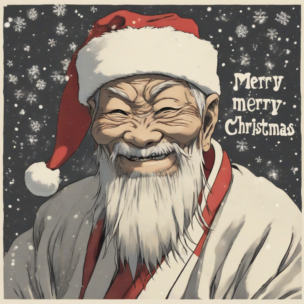 an image of jigoro kano with a santa hat saying merry christmas by मुफ्त एआई छवि जनरेटर - बिना लॉगिन के✨ | AIGAZOU