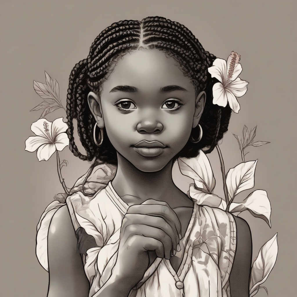 young black girl with braids and hibiscus flower by मुफ्त एआई छवि जनरेटर - बिना लॉगिन के✨ | AIGAZOU