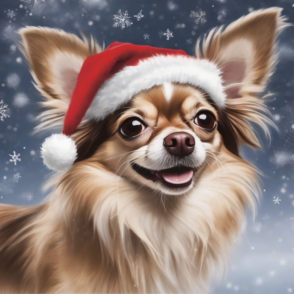 joyeux noel chihuahua long hair brown red hat by मुफ्त एआई छवि जनरेटर - बिना लॉगिन के✨ | AIGAZOU