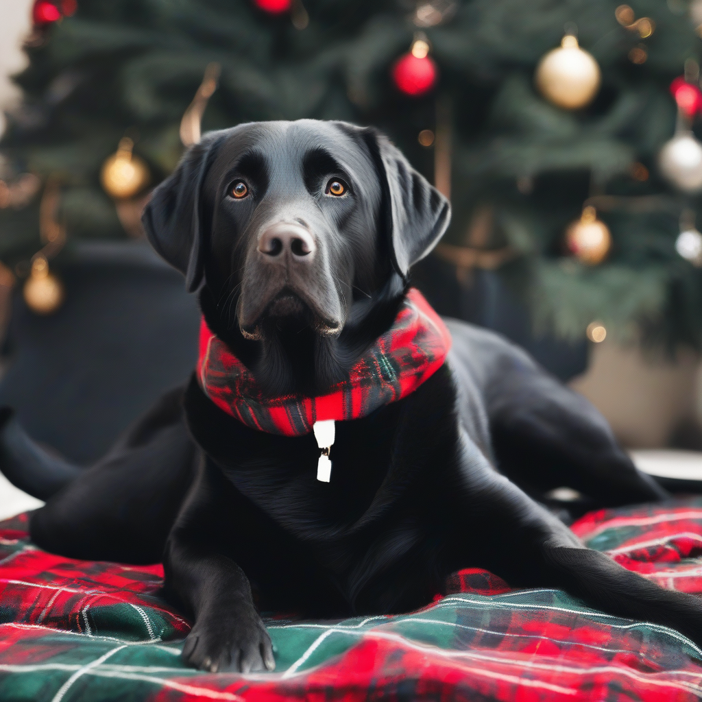 black labrador with gray beard on christmas blanket by मुफ्त एआई छवि जनरेटर - बिना लॉगिन के✨ | AIGAZOU