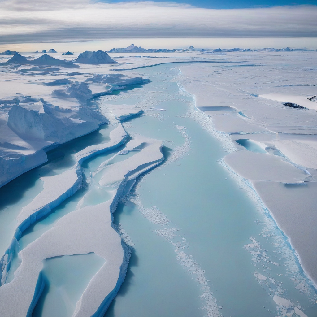 antarctic aerial view frozen river iceberg by मुफ्त एआई छवि जनरेटर - बिना लॉगिन के✨ | AIGAZOU