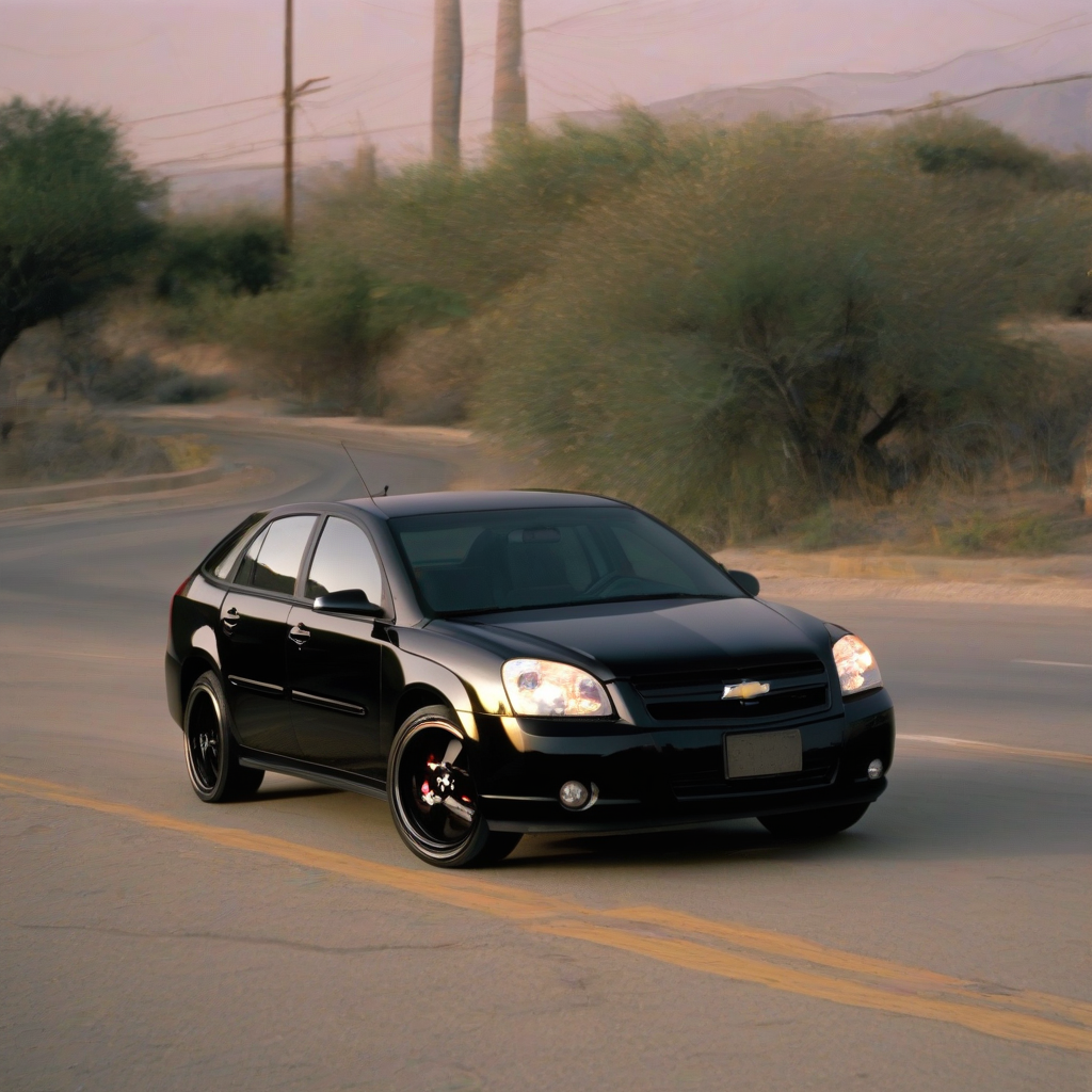 chevrolet malibu maxx 2006 hatchback negro rines deportivos color negro y caliper de color rojo por carretera de mexico by मुफ्त एआई छवि जनरेटर - बिना लॉगिन के✨ | AIGAZOU