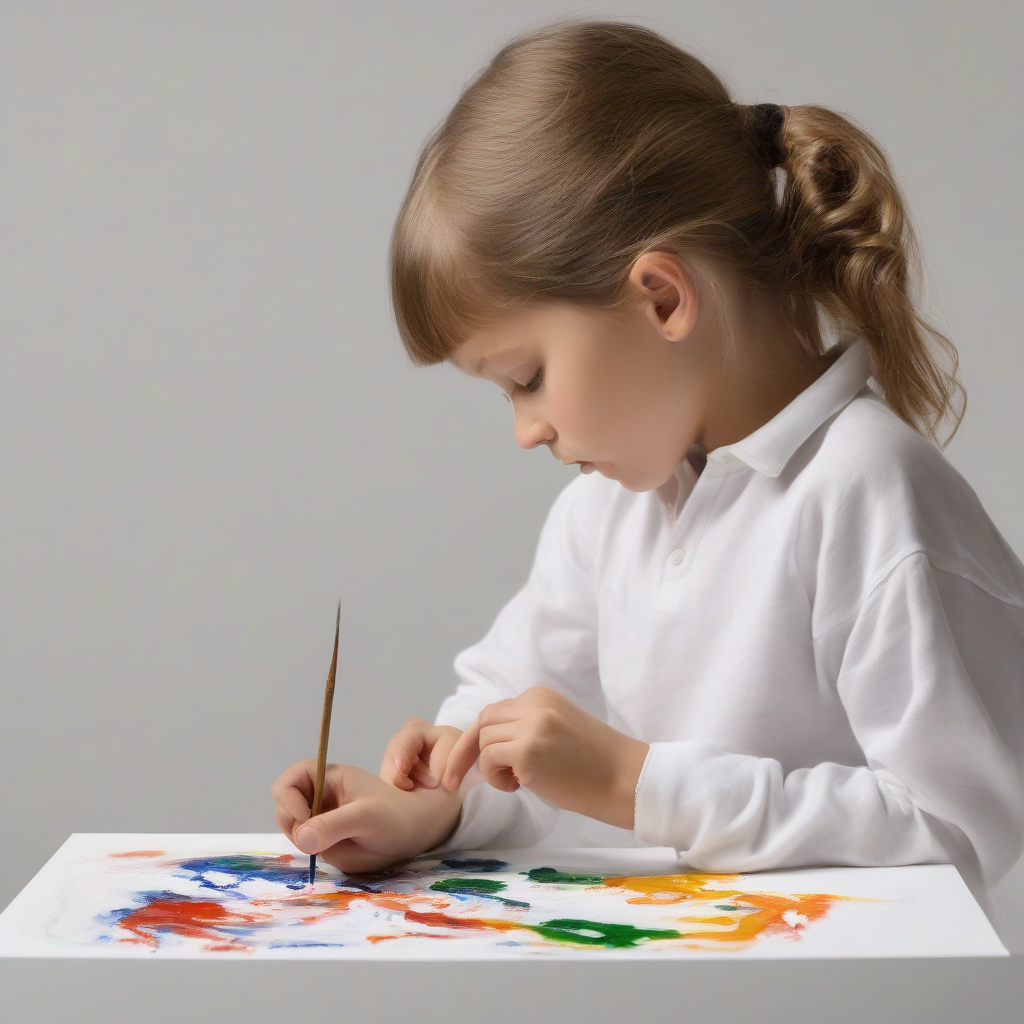 a 7 year old child painting a tiny themed canvas by मुफ्त एआई छवि जनरेटर - बिना लॉगिन के✨ | AIGAZOU