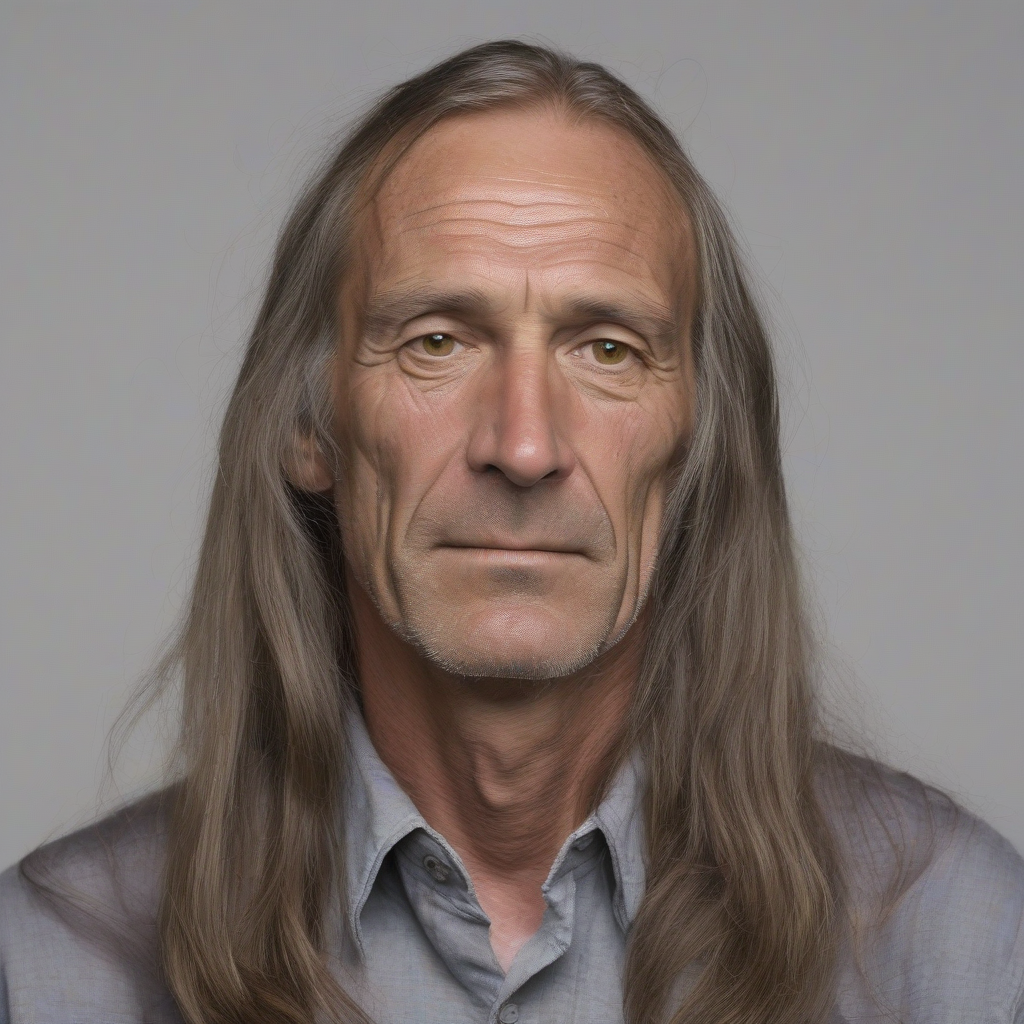 color portrait of a 50 year old man with long hair by मुफ्त एआई छवि जनरेटर - बिना लॉगिन के✨ | AIGAZOU