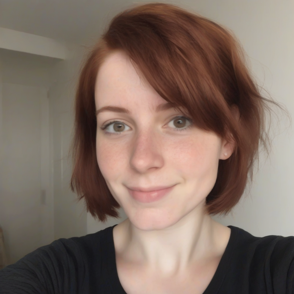 a selfie of a 25 year old woman with very short auburn hair by Générateur d'images par IA gratuit - Aucune connexion nécessaire✨ | AIGAZOU