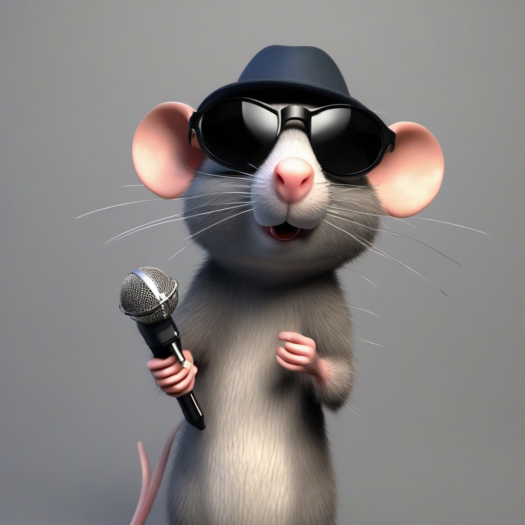 rat with dark glasses and hat sings by मुफ्त एआई छवि जनरेटर - बिना लॉगिन के✨ | AIGAZOU