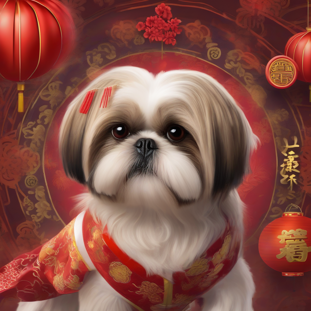 celebrating lunar new year with shih tzu by मुफ्त एआई छवि जनरेटर - बिना लॉगिन के✨ | AIGAZOU