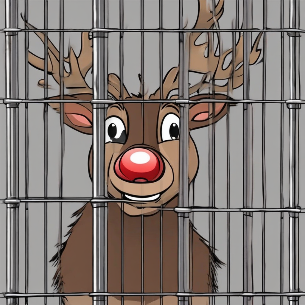 rudolph the reindeer behind bars animated by मुफ्त एआई छवि जनरेटर - बिना लॉगिन के✨ | AIGAZOU