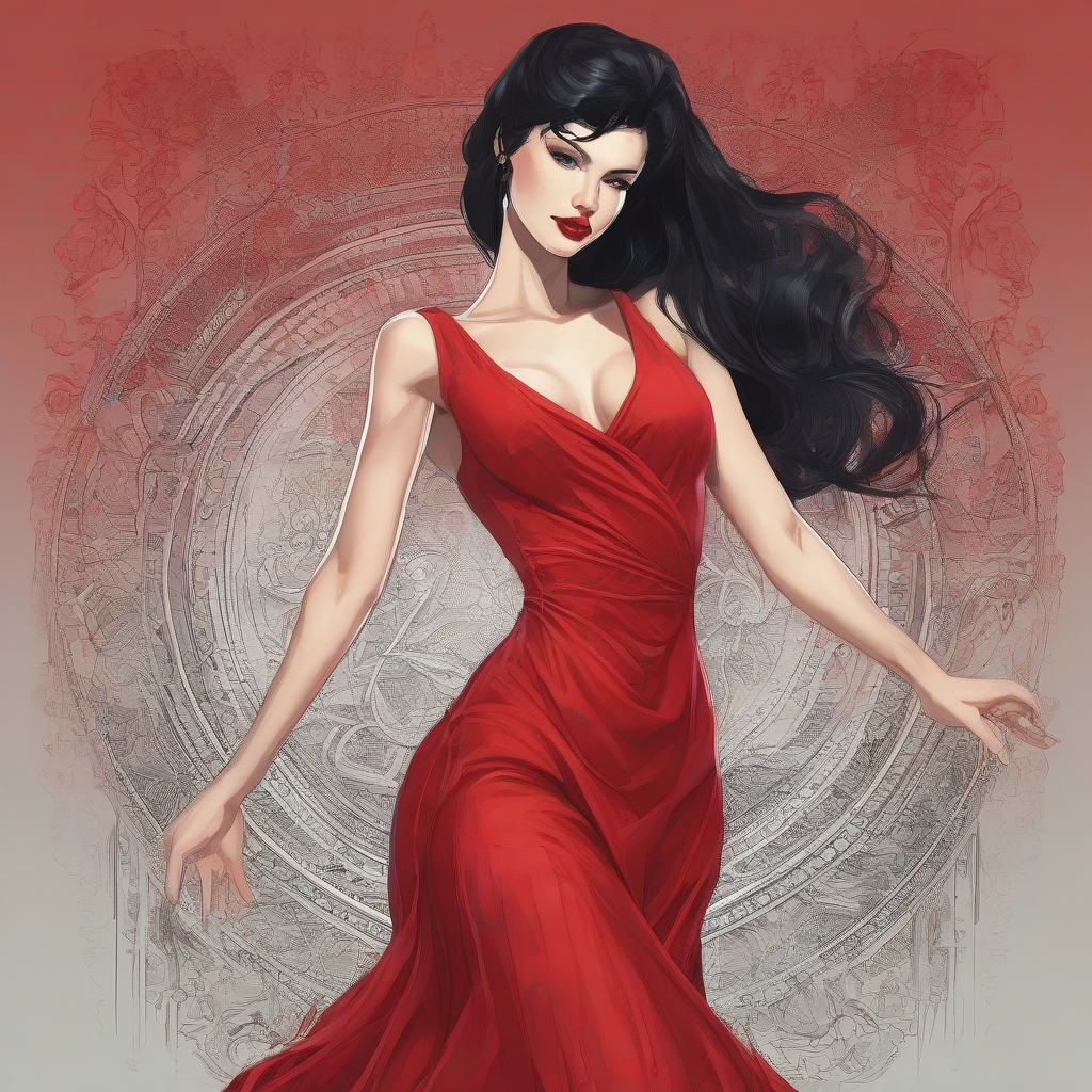 a sexy black haired woman in a red dress by मुफ्त एआई छवि जनरेटर - बिना लॉगिन के✨ | AIGAZOU