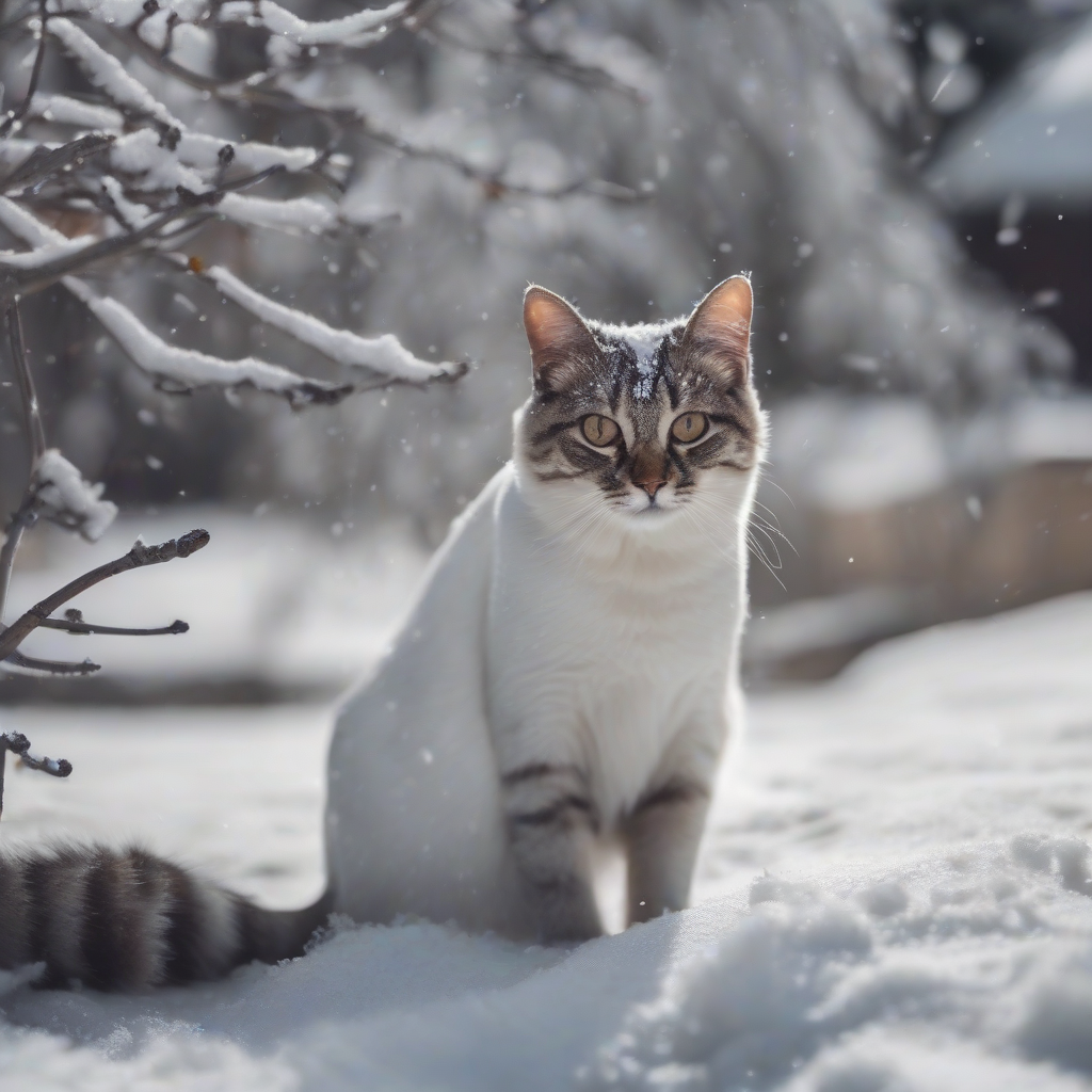 cat in the snow by मुफ्त एआई छवि जनरेटर - बिना लॉगिन के✨ | AIGAZOU