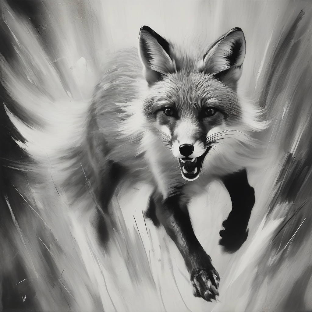 running fox in black and white by मुफ्त एआई छवि जनरेटर - बिना लॉगिन के✨ | AIGAZOU