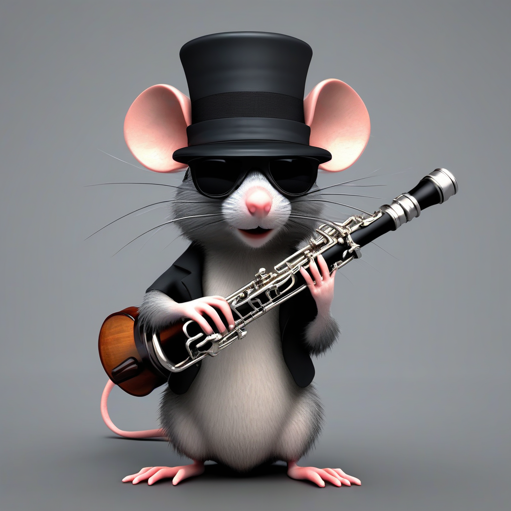 rat with dark glasses and hat plays clarinet by मुफ्त एआई छवि जनरेटर - बिना लॉगिन के✨ | AIGAZOU