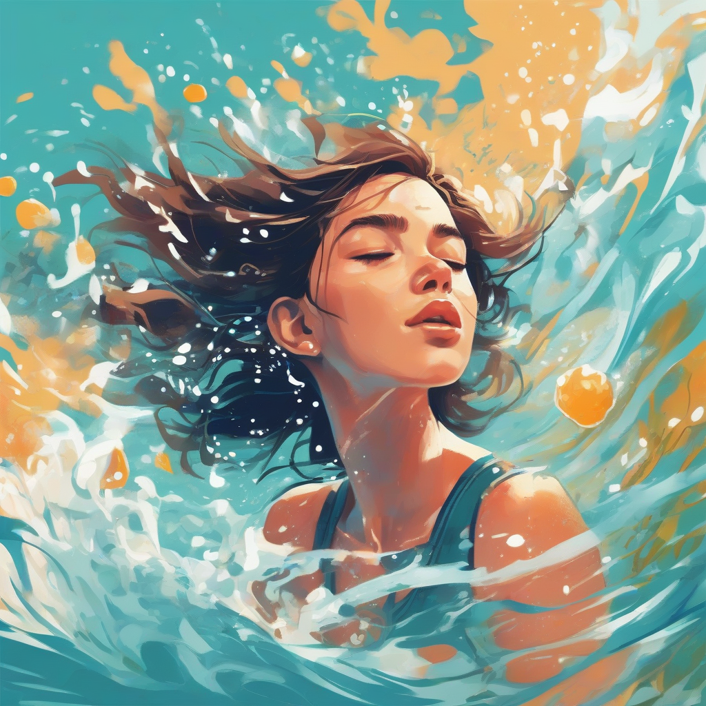 a refreshing illustration of a girl surrounded by splashes and wind by मुफ्त एआई छवि जनरेटर - बिना लॉगिन के✨ | AIGAZOU