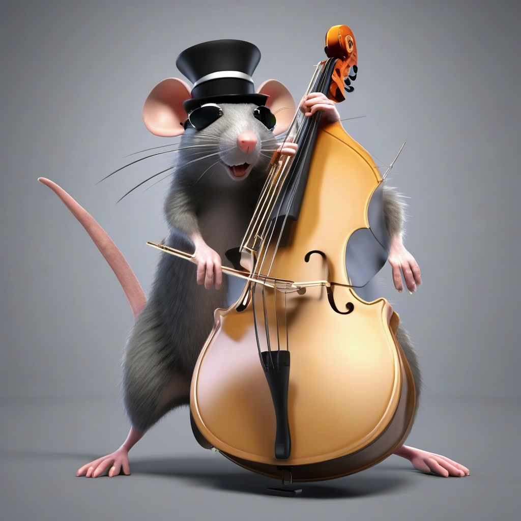 rat with dark glasses and hat plays contrabass by मुफ्त एआई छवि जनरेटर - बिना लॉगिन के✨ | AIGAZOU