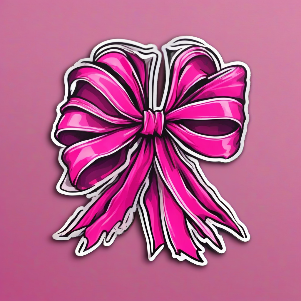 kitsch hot pink ribbon sticker by मुफ्त एआई छवि जनरेटर - बिना लॉगिन के✨ | AIGAZOU