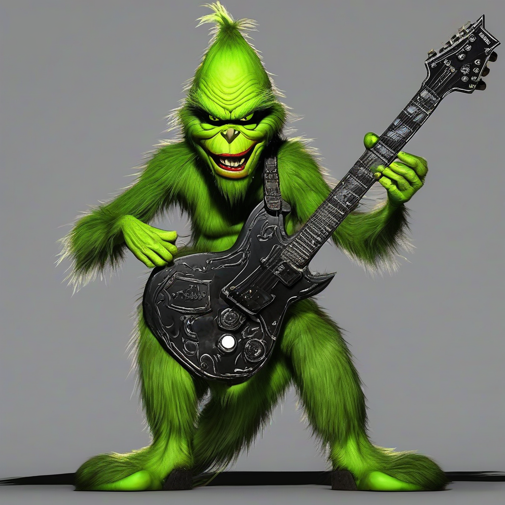 bad grinch heavymetal gitarre dark real in flashlight by मुफ्त एआई छवि जनरेटर - बिना लॉगिन के✨ | AIGAZOU