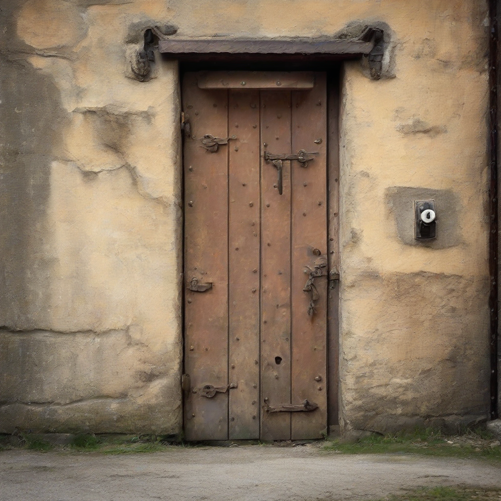 old heavy door with storm lock by मुफ्त एआई छवि जनरेटर - बिना लॉगिन के✨ | AIGAZOU