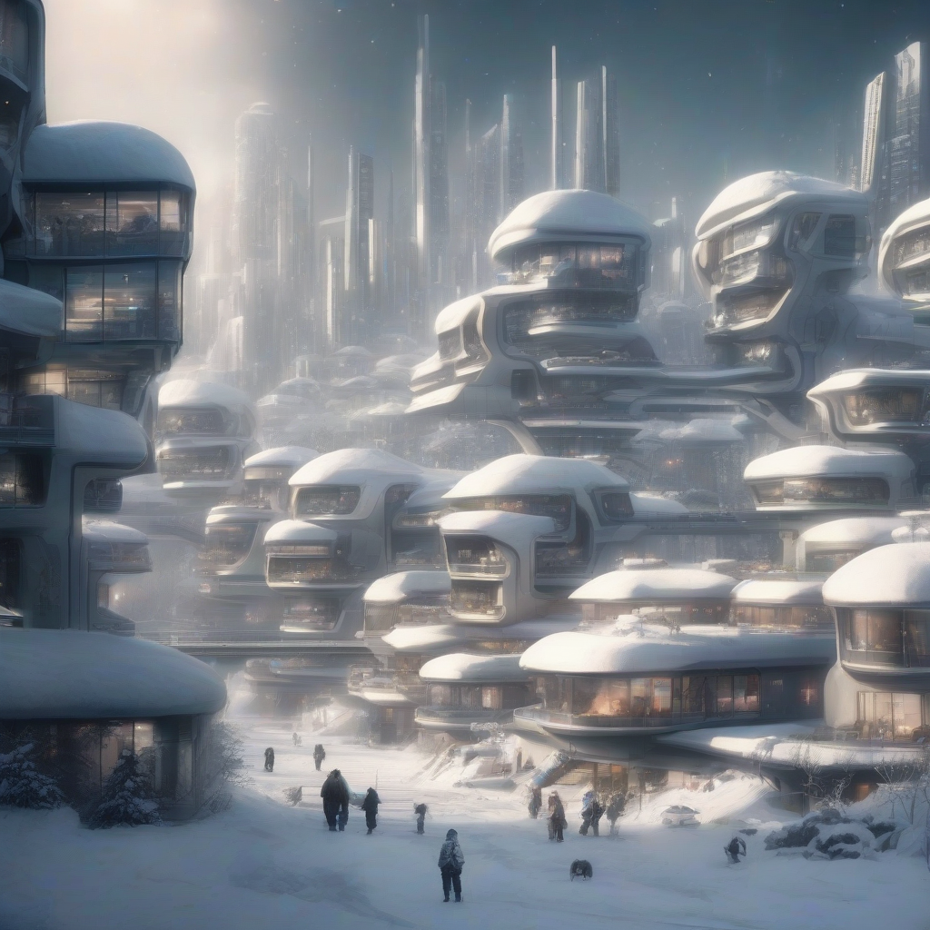 people living in a near future city in winter by मुफ्त एआई छवि जनरेटर - बिना लॉगिन के✨ | AIGAZOU