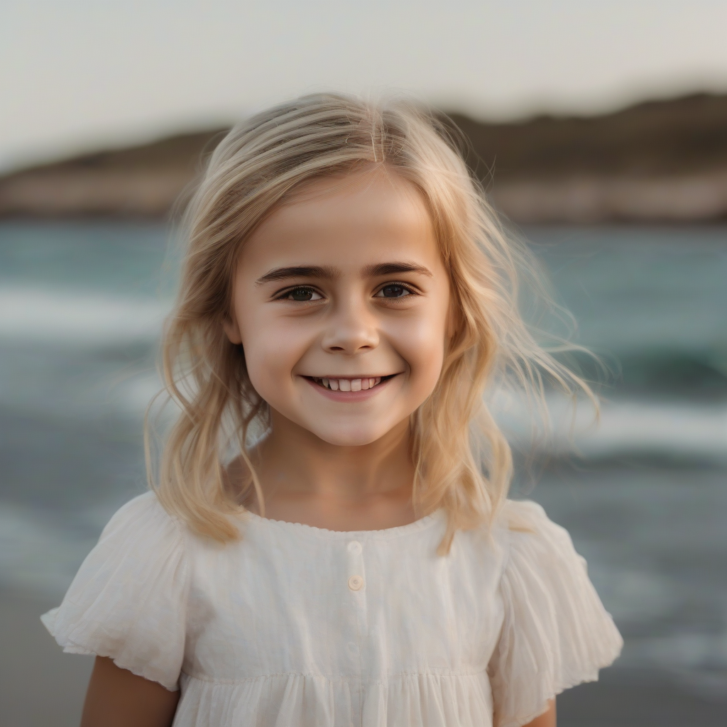 a blonde girl smiling by the sea resembles emma watson by मुफ्त एआई छवि जनरेटर - बिना लॉगिन के✨ | AIGAZOU