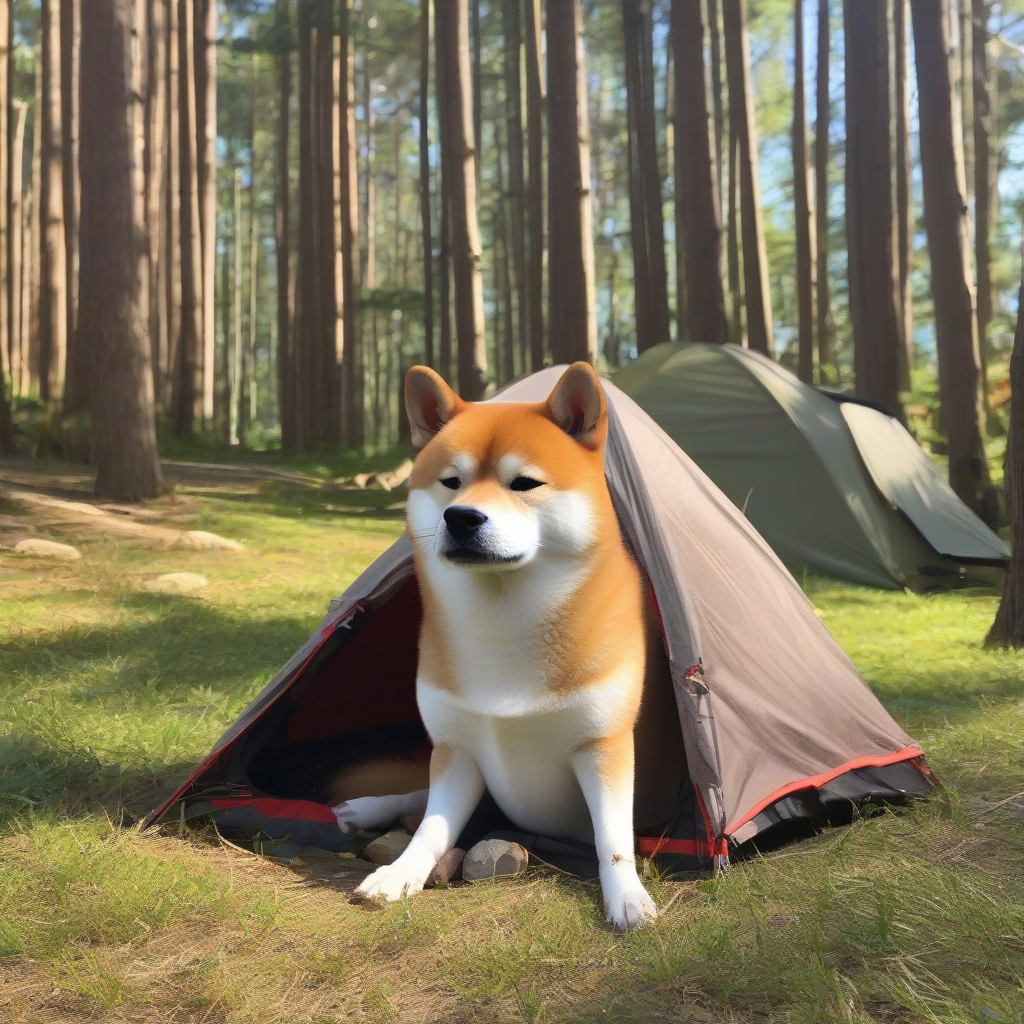 a shiba inu camping by मुफ्त एआई छवि जनरेटर - बिना लॉगिन के✨ | AIGAZOU