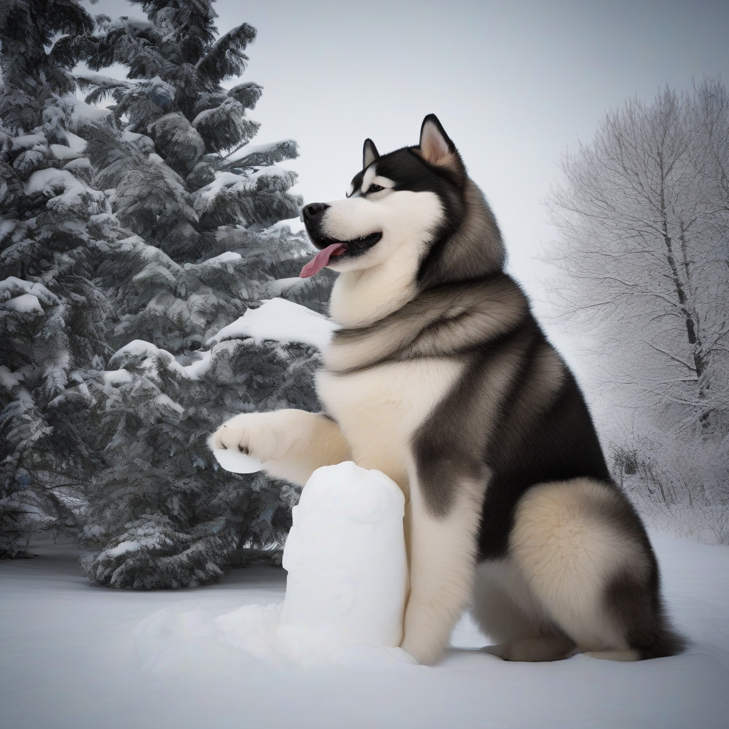 building snowmen alaskan malamutes by मुफ्त एआई छवि जनरेटर - बिना लॉगिन के✨ | AIGAZOU