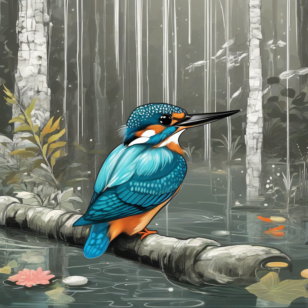 a kingfisher and aquarium in the forest by मुफ्त एआई छवि जनरेटर - बिना लॉगिन के✨ | AIGAZOU