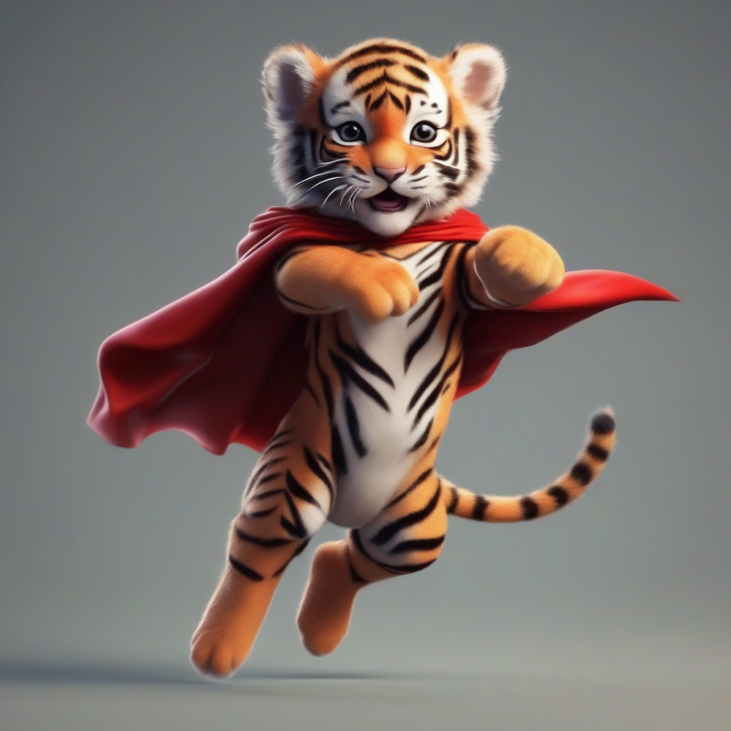 a baby tiger superhero flying red cape by मुफ्त एआई छवि जनरेटर - बिना लॉगिन के✨ | AIGAZOU