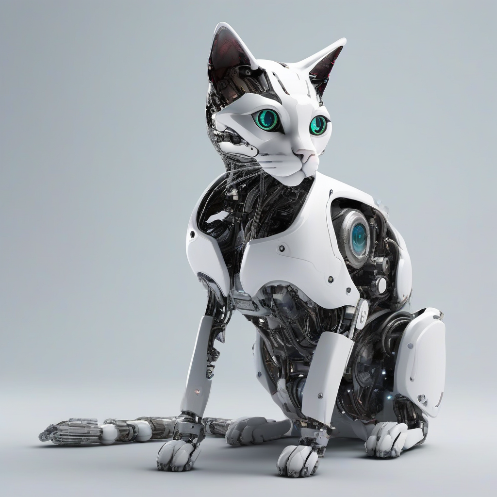 a futuristic cat with robot parts makes it real by मुफ्त एआई छवि जनरेटर - बिना लॉगिन के✨ | AIGAZOU