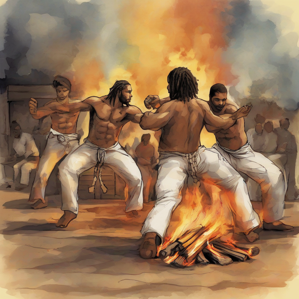 capoeira around the fire color by मुफ्त एआई छवि जनरेटर - बिना लॉगिन के✨ | AIGAZOU