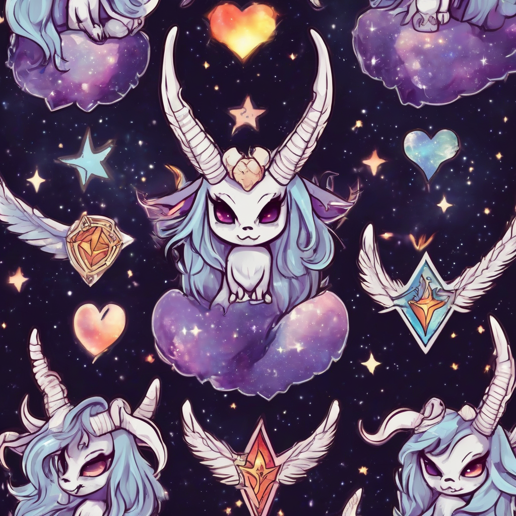 baphomet chibi kawaii dragon heart feather galaxie astro leo ice fire air by मुफ्त एआई छवि जनरेटर - बिना लॉगिन के✨ | AIGAZOU