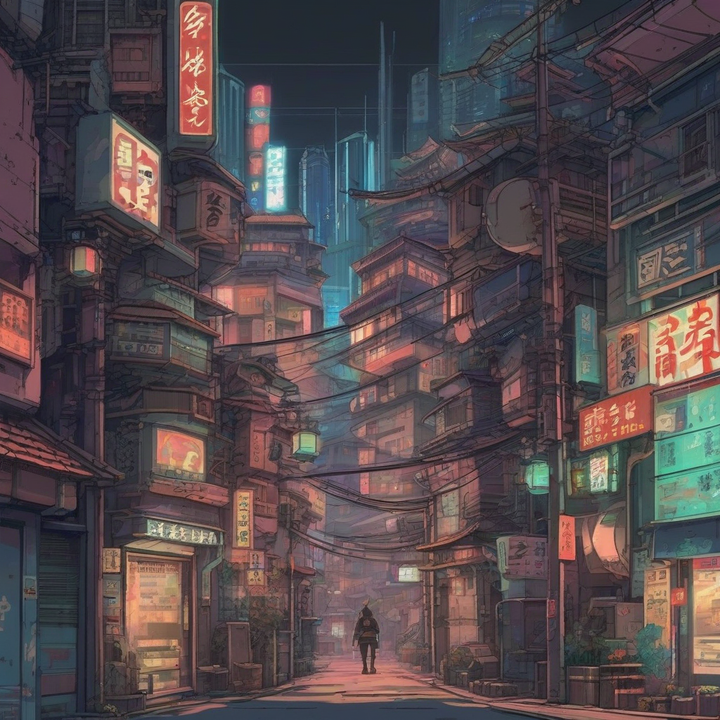 gibli city cyberpunk background ninja by Générateur d'images par IA gratuit - Aucune connexion nécessaire✨ | AIGAZOU