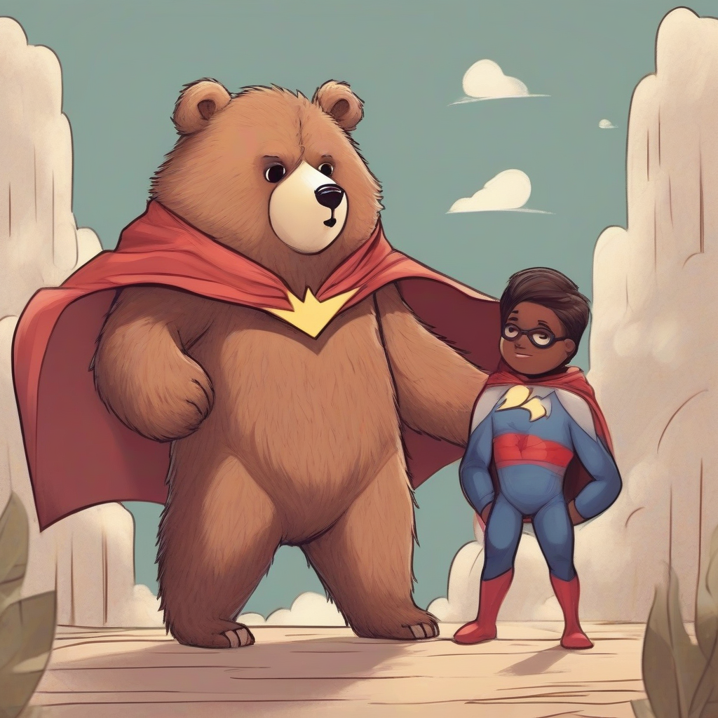 a fluffy brown furry bear with a superhero cape by मुफ्त एआई छवि जनरेटर - बिना लॉगिन के✨ | AIGAZOU