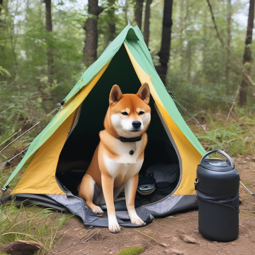 camping shiba inu by मुफ्त एआई छवि जनरेटर - बिना लॉगिन के✨ | AIGAZOU