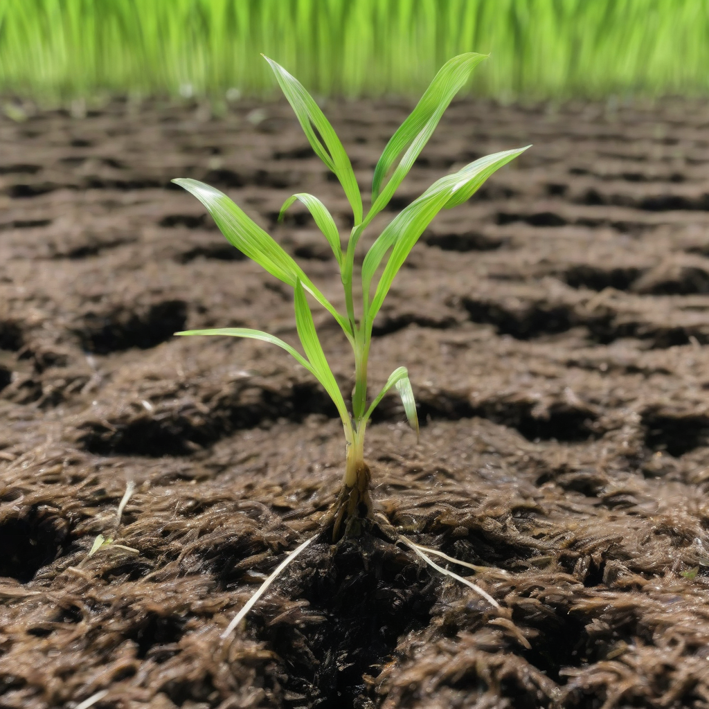 a rice seedling with iron film on roots by 무료 AI 이미지 생성기 - 로그인 필요 없음✨ | AIGAZOU