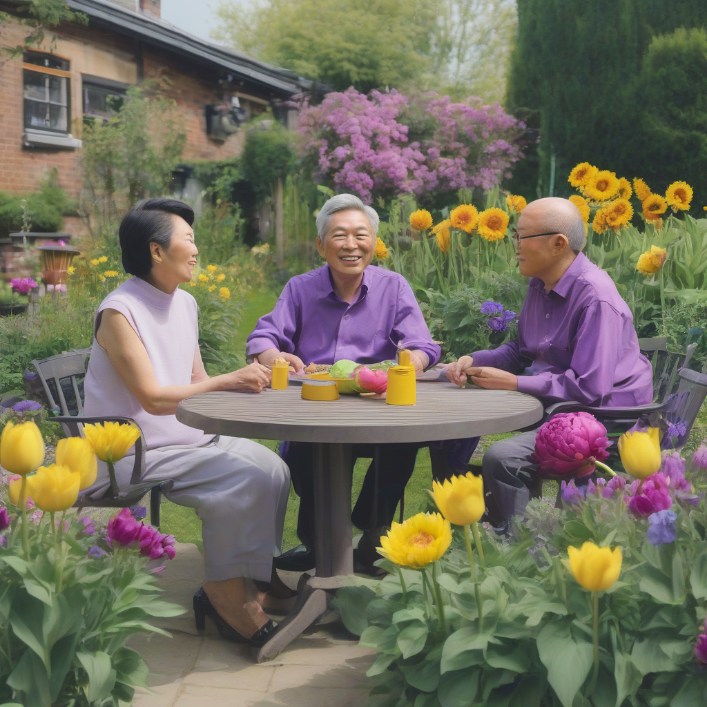 a garden with sunflowers purple tulips peonies by मुफ्त एआई छवि जनरेटर - बिना लॉगिन के✨ | AIGAZOU