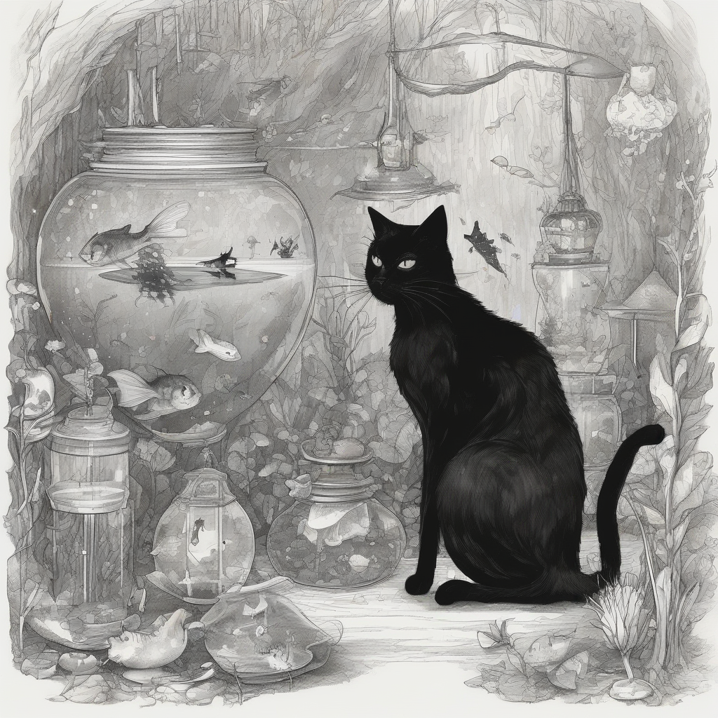 black cat fairy and forest aquarium by मुफ्त एआई छवि जनरेटर - बिना लॉगिन के✨ | AIGAZOU