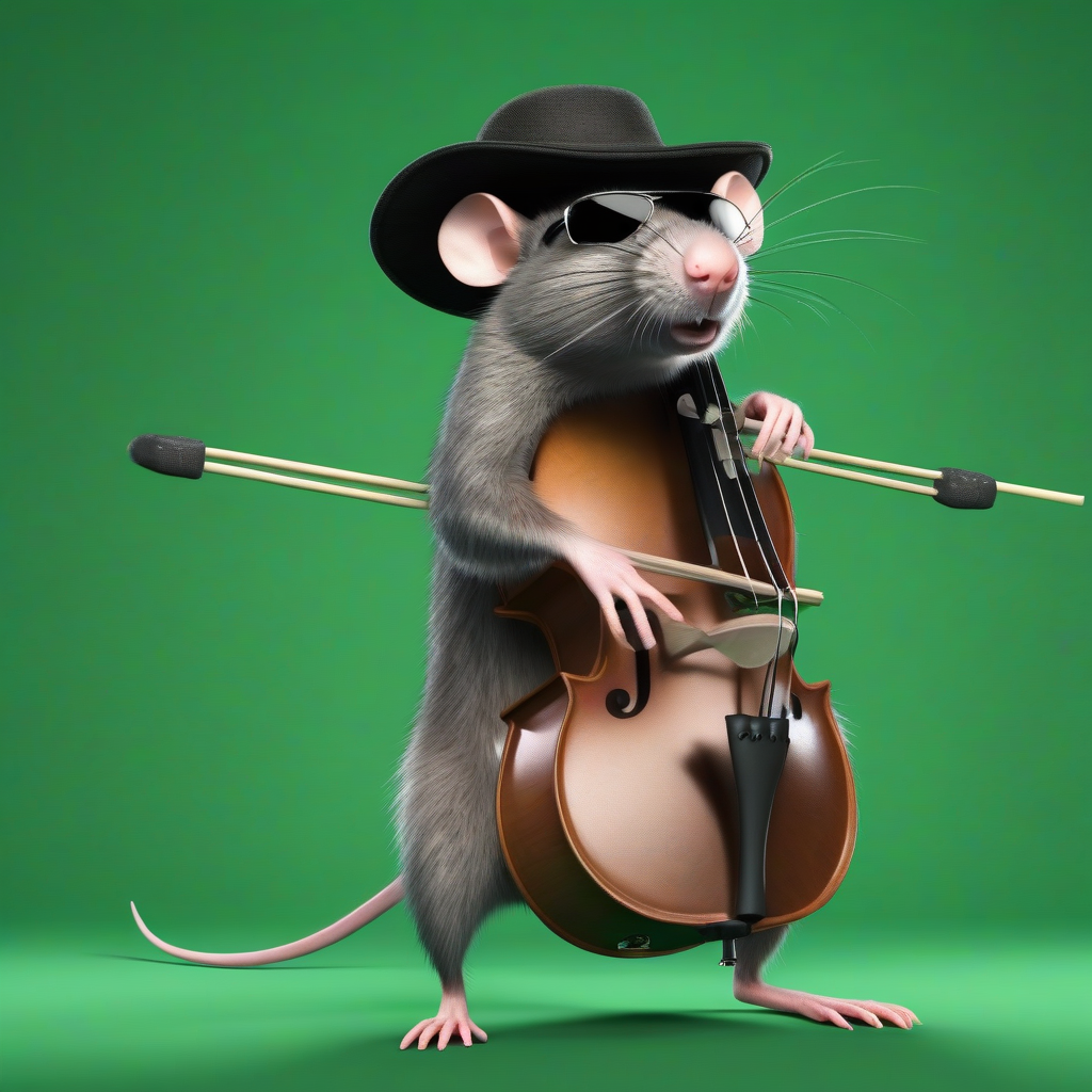 rat with dark glasses and hat plays contrabass by मुफ्त एआई छवि जनरेटर - बिना लॉगिन के✨ | AIGAZOU