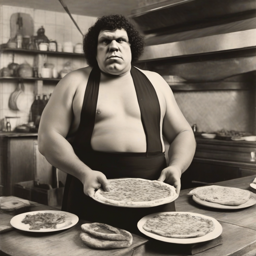 andre the giant pizzaiolo 1920 by मुफ्त एआई छवि जनरेटर - बिना लॉगिन के✨ | AIGAZOU