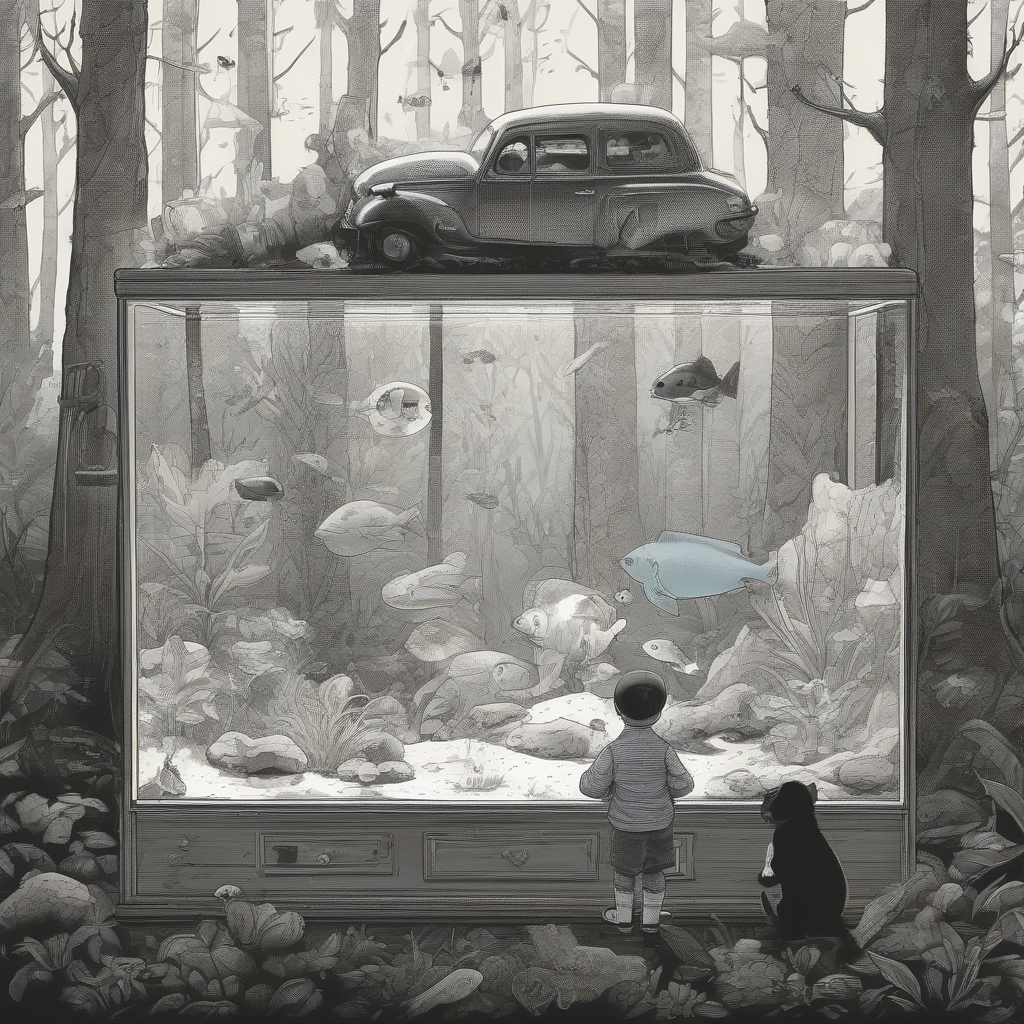 small person and aquarium in forest by मुफ्त एआई छवि जनरेटर - बिना लॉगिन के✨ | AIGAZOU