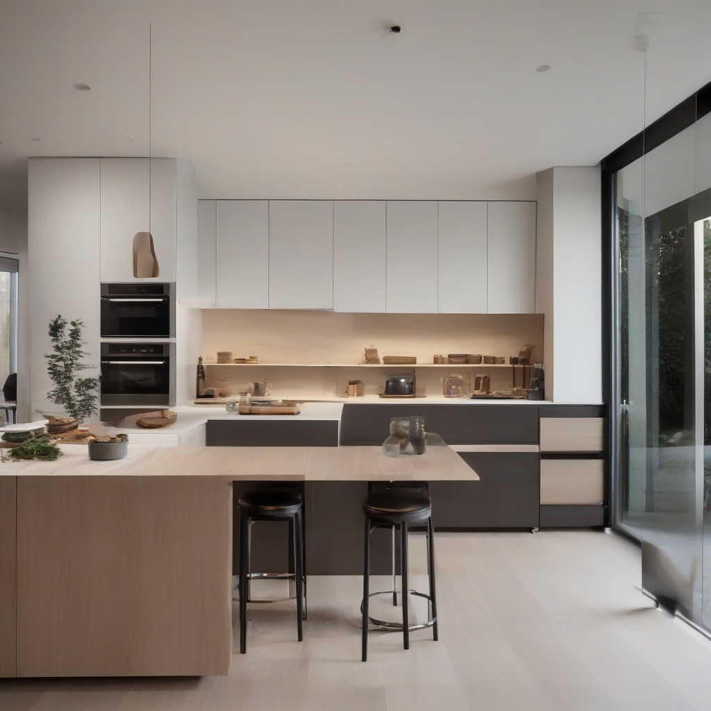 a warm modern clean and minimalist kitchen by Générateur d'images par IA gratuit - Aucune connexion nécessaire✨ | AIGAZOU