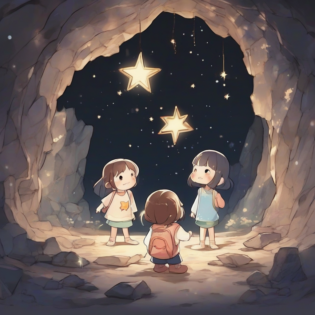 two children find a shining star in a cave by Générateur d'images par IA gratuit - Aucune connexion nécessaire✨ | AIGAZOU