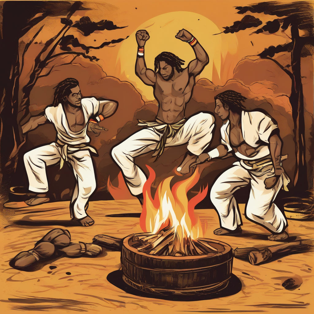 capoeira around the fire color by मुफ्त एआई छवि जनरेटर - बिना लॉगिन के✨ | AIGAZOU