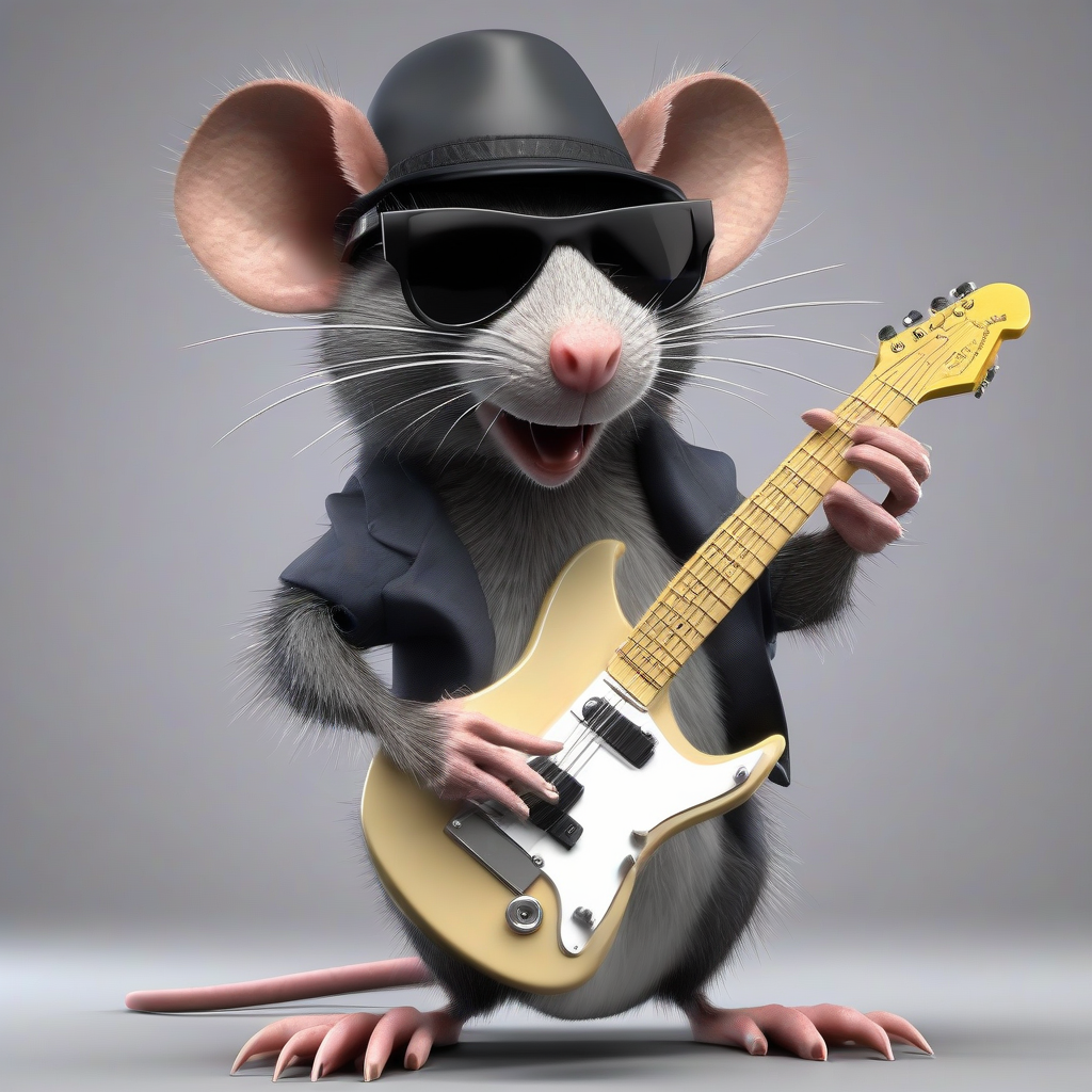 man with dark glasses and hat plays electric guitar 3d by Générateur d'images par IA gratuit - Aucune connexion nécessaire✨ | AIGAZOU