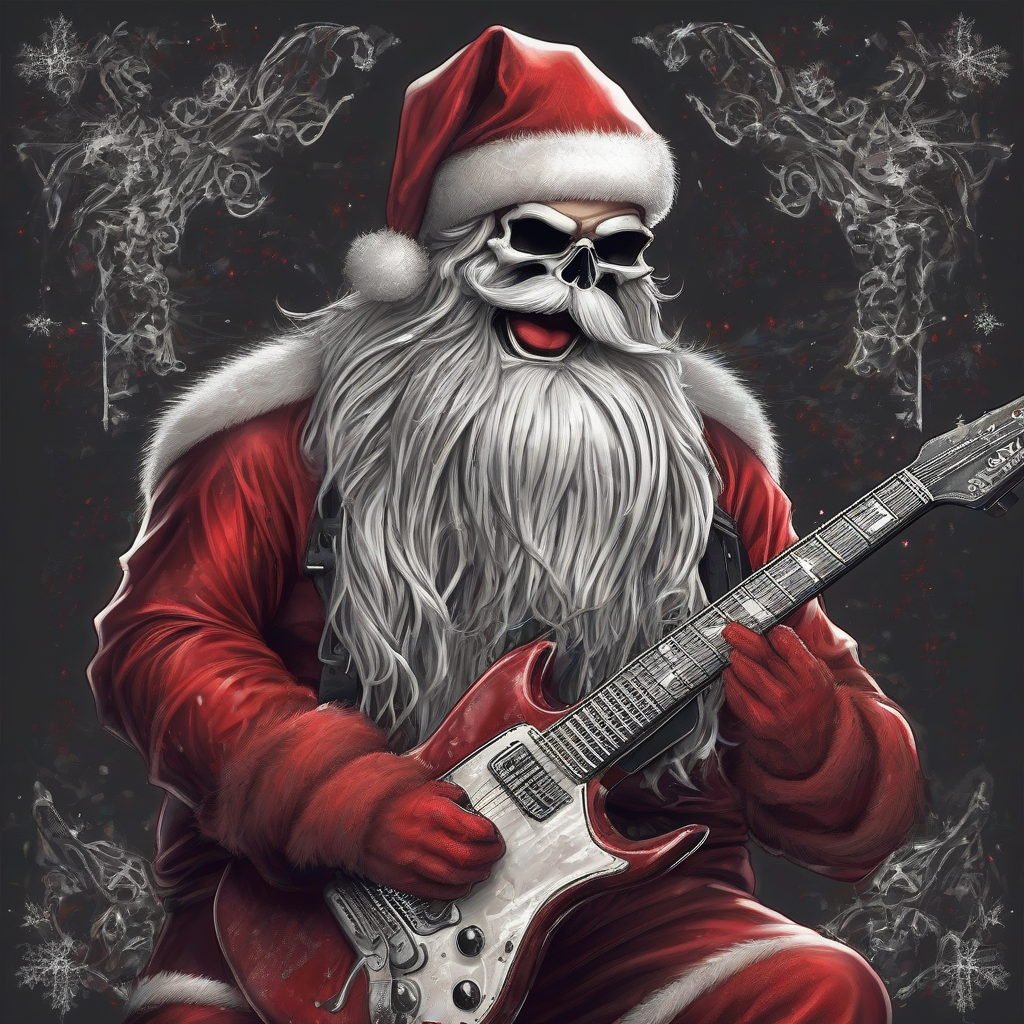 santa claus heavy metal guitar xmas dark makeup by मुफ्त एआई छवि जनरेटर - बिना लॉगिन के✨ | AIGAZOU