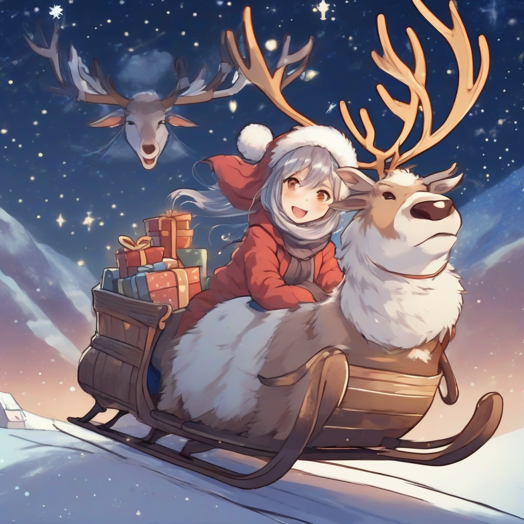 anime style beautiful lady on sleigh by मुफ्त एआई छवि जनरेटर - बिना लॉगिन के✨ | AIGAZOU